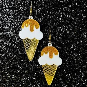 One Scoop Vanilla Cone Dangle Earring